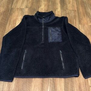 Lauren Ralph Lauren Women’s 1/2‎ Zip Pullover Navy Teddy Faux Sherpa size L